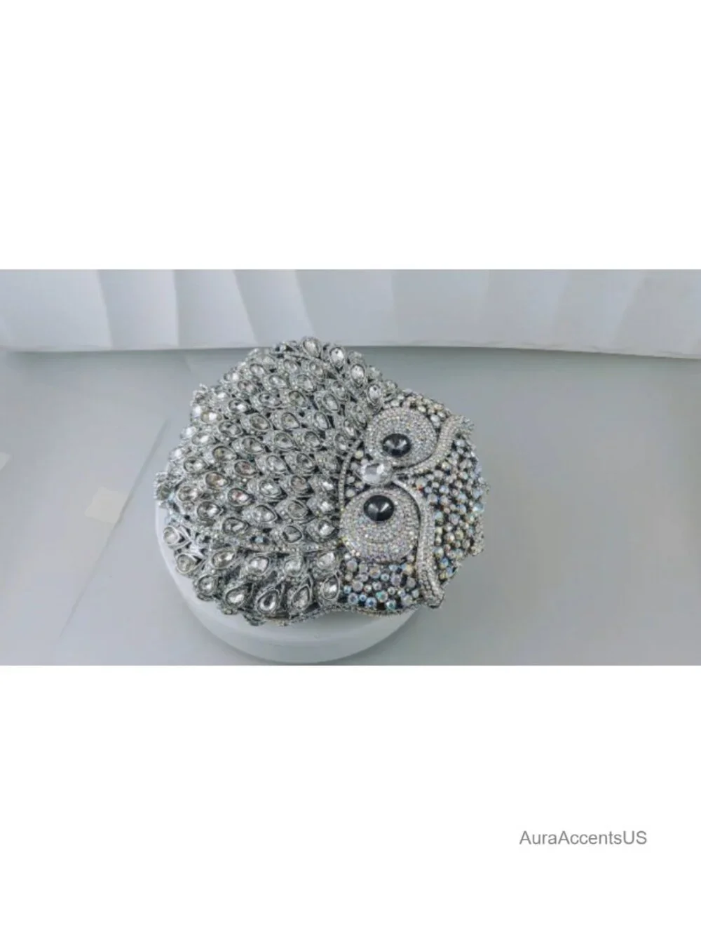Mini Owl Crystal Clutch Evening Bag with Rhinestones and Chain Strap